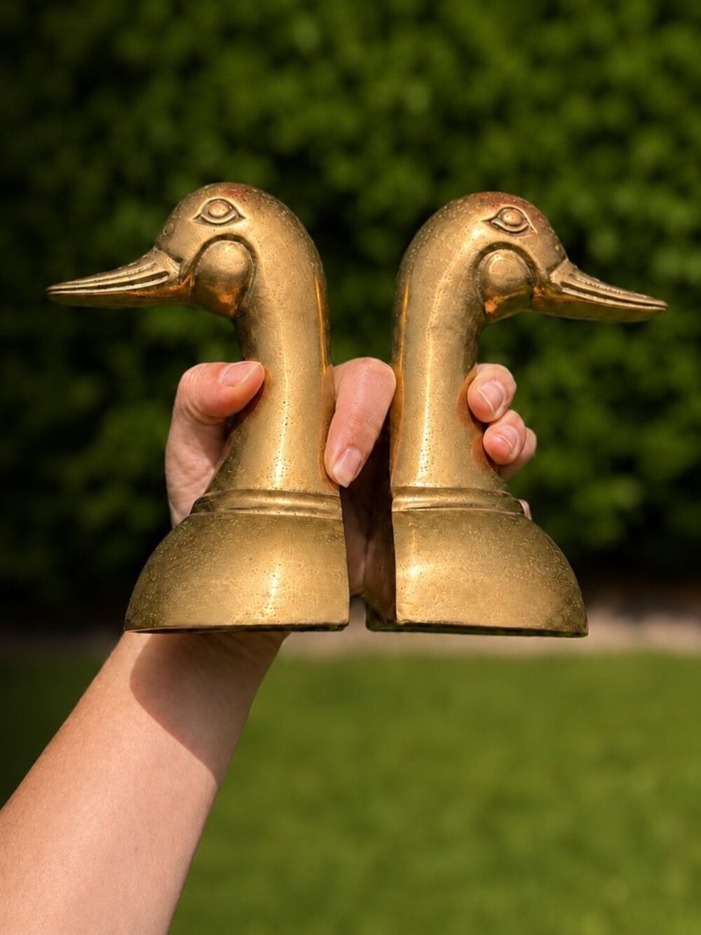 Vintage Brass Duck Bookends | Mid-Century Waterfowl Bookends